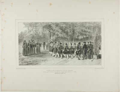 Walachischer Rundtanz, aufgeführt von den Zigeunern und getanzt von den Musikern des zweiten Regiments im Haus von Prinz Ghika, Ghospodar, Walachei von Denis-Auguste-Marie Raffet