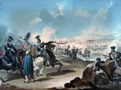 Ryskt kavalleri attackerar franskt infanteri vid Borodino (bataille de la Moskova) - Dighton, Denis (1792-1827) - ca 1813 - Akvarell på papper - 53,8x71,8 - Privat samling av Denis Dighton