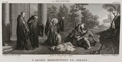 Denis-Sébastien Leroy, Antoine-Claude-François Villerey et Coiny - Saint Benoît återupplivar ett barn, efter Louis de Silvestre - 1802-1815 av Denis Sebastien Leroy