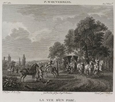 Denis-Sébastien Leroy, Antoine-Claude-François Villerey och Jean Duplessis-Bertaux - Utsikt över en park, efter Wouwerman - 1802-1815 av Denis Sebastien Leroy
