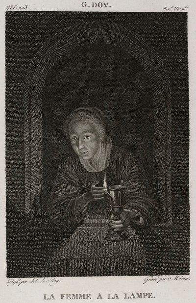 Denis-Sébastien Leroy et Mécou - Kvinna med lampa, efter Gerrit Dou - 1802-1815 av Denis Sebastien Leroy