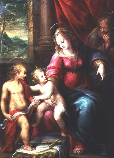 Madonna och barn med Johannes Döparen av Denis Calvaert