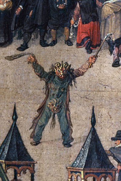 Ärkehertiginnan Isabellas triumf i Ommeganck i Bryssel den 31 maj 1615, detalj av en figur i en djävulsdräkt, 1615 (detalj av 75629) av Denys van Alsloot