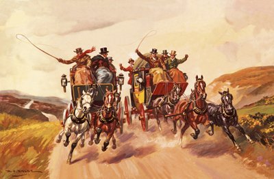 Kapplöpning mellan scenbussar av Derek Charles Eyles