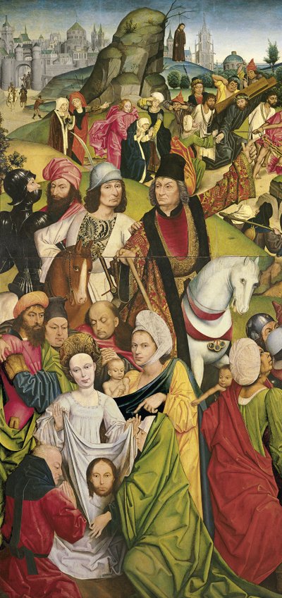Saint Veronica och en grupp riddare av Derick Baegert
