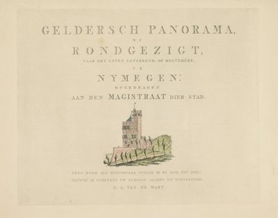 Belvédère i Nijmegen Sevärdheter runt staden Nijmegen (serietitel) Geldersch panorama eller rund vy av livet ritad på Belvedere i Nymegen (serietitel på objekt) av Derk Anthony van de Wart