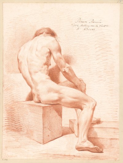 Sittande manlig naken, sedd bakifrån (1:a pris 1790) av Derk Anthony van de Wart