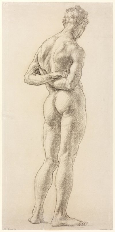 En studie av en mansfigur, ca 1906-07 (svart krita på papper) av Derwent Lees