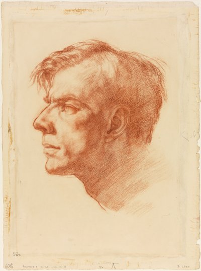 Porträtt av John Fothergill, ca 1907 (sanguine på papper) av Derwent Lees