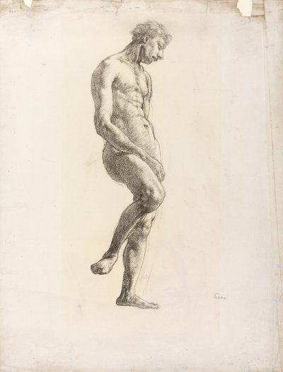 Stående manlig nakenbild, ca 1906-08 (svart krita på papper) av Derwent Lees