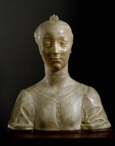 Byst av ung dam Marmorskulptur av Desiderio da Settignano (ca.1430-1464) Mått 146 cm Florens, Bargello National Museum av Desiderio da Settignano