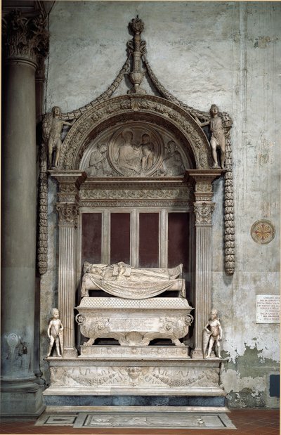 Grav av Carlo Marsuppini (1399-1453), republikens förbundskansler, gjord av Desiderio da Settignano (ca 1430-1464), cirka 1453. Florens, Chiesa di Santa Croce av Desiderio da Settignano