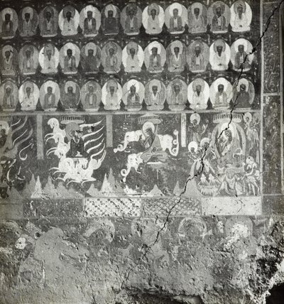 Lady Sumatis tusen buddhas och nidāna, grotta 275, norra väggen, Dunhuang-grottorna, Kina, foto 1275/1 (86) av Desmond Parsons