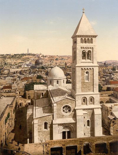 St. Frälsarens kyrka, Jerusalem, Heliga landet, c.1890-c.1900 (fotokromtryck) av Detroit Photographic Co.