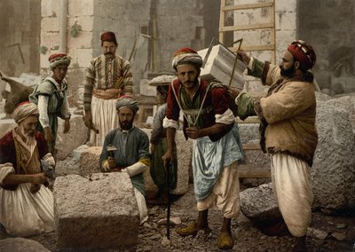 Stenhuggare, Jerusalem, c.1890-c.1900 (fotokromtryck) av Detroit Photographic Co.