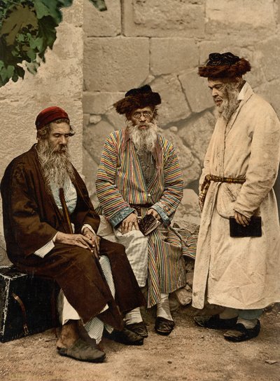 Typer av judar i Jerusalem, heliga landet, ca 1890-c.1900 (fotokromtryck) av Detroit Photographic Co.