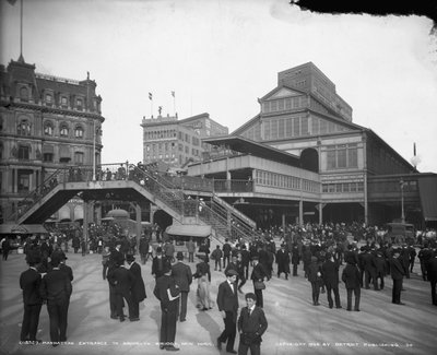 Manhattan-ingången till Brooklyn Bridge, New York, c.1905 av Detroit Publishing Co.