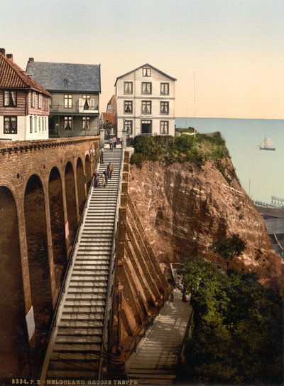 The Grand Staircase, Helgoland, Tyskland, Photochrome Print, c.1900 av Detroit Publishing Co.