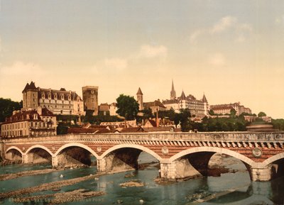 Slottet och bron, Pau, Pyrenéerna, ca 1890-1900 av Detroit Publishing Co.