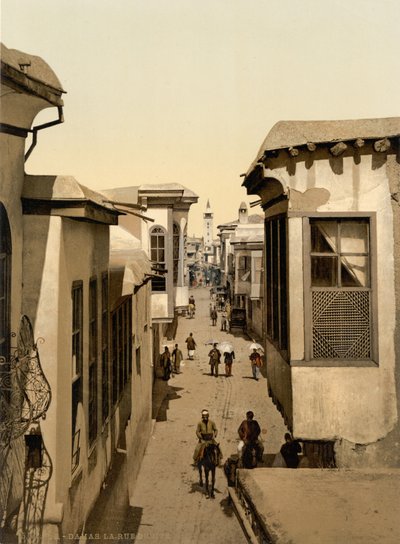 Gatan som kallas rak, Damaskus, Heliga landet, Syrien (fotokromtryck) av Detroit Publishing Co.