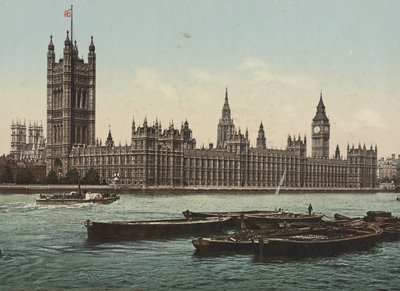Houses of Parliament från floden, London, ca 1890-1900 (fotokrom) av Detroit Publishing Co.