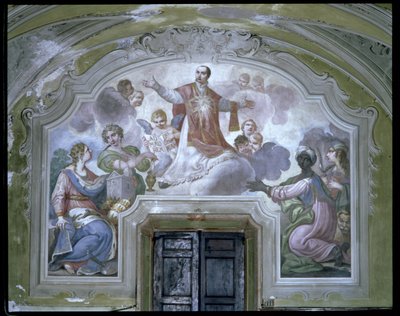S:t Ignatius av Loyolas apoteos (ca 1491-1556) från matsalen av Diacinto Fabbroni