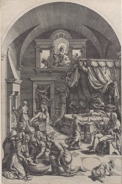 Johannes Döparens födelse, 1555-88. av Diana Mantuana