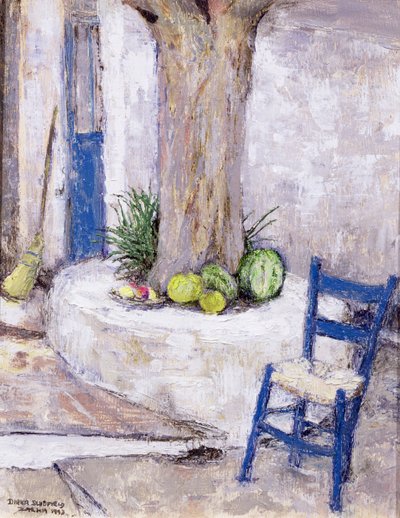 Blue Chair by the Tree, 1993 (bräda) av Diana Schofield