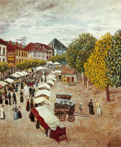 "" The March of Dax in the Landes "" Målning av Dario de Regoyos och Valdes (1875-1913) Privat samling av Diario or Dario de Regoyos y Valdes