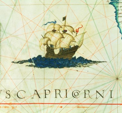 Lägg till 5415A f.11 Galleon i full segel, detalj från "Opus Geographicum" av Diego Homem
