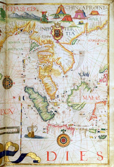 Sydostasiens fastland, detalj från en världsatlas, 1565 av Diego Homem