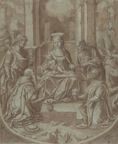 The Adoration of the Magi Cartoon for an Brodery, 1587-89. av Diego Lopez de Escuriaz.