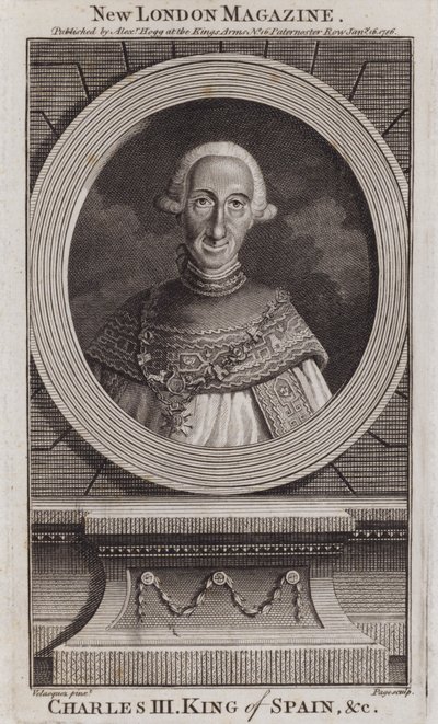 Karl III, kung av Spanien av Diego Rodriguez de Silva y (after) Velazquez
