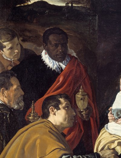 Tillbedjan av Magi. Detalj av cheferna för de visa kungarna. Målning av Diego Velasquez (1599-1660) av Diego Velázquez