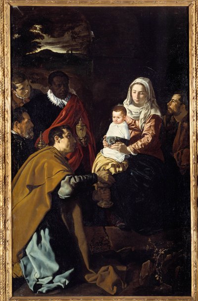 Tillbedjan av de vise männen. Målning av Diego Rodriguez de Silva y Velasquez (1599-1660) av Diego Velázquez