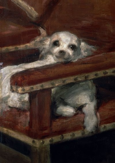 Spädbarn Philipp Prosper / Detalj: liten hund av Diego Velázquez