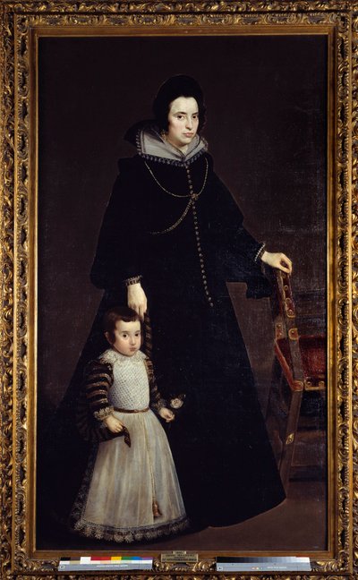 Porträtt av Antonia de Ipenarrieta med sin son Luis. Målning av Diego Rodriguez de Silva y Velasquez (1599-1660) av Diego Velázquez