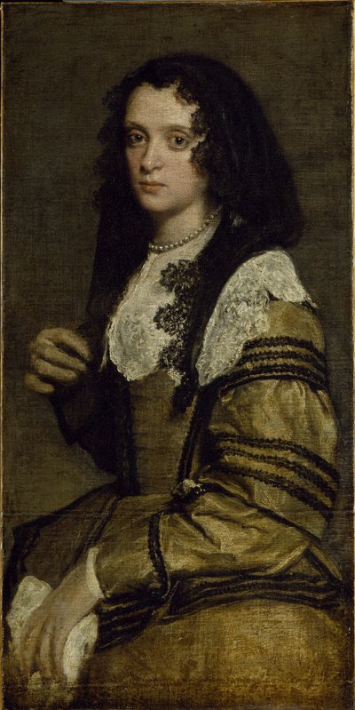 Porträtt av en ung dam (olja på duk) av Diego Velázquez