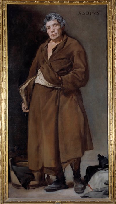 Porträtt av den grekiska författaren Esope (Esop eller Esop, 600-talet f.Kr.) som uppfann fabelmålningen av Diego Rodriguez de Silva y Velasquez (1599-1660) av Diego Velázquez