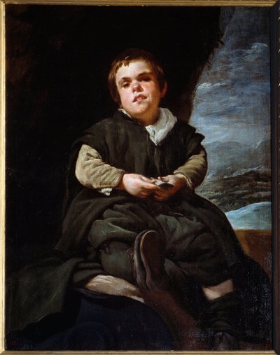 Porträtt av gycklaren Francisco Lezcano, sa barnet till Vallecas. Målning av Diego Velasquez (Velazquez av Diego Velázquez