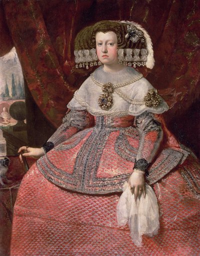 Drottning Maria Anna av Spanien i röd klänning, 1655-60 av Diego Velázquez