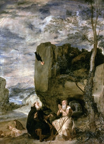 Sankt Antonius abbot och Sankt Paulus den första eremiten, c.1642 av Diego Velázquez