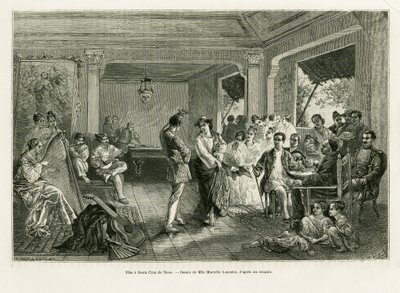 Festa en Santa Cruz de Nano. Gravyr av Lancelot för att illustrera berättelsen Lucon och Palaouan, sex år i Filippinerna, av Alfred Marche (1844-1898), i le tour du monde 1886, regisserad av Edouard Charton (1807-1890), Hachette, Paris. av Dieudonne Auguste Lancelot