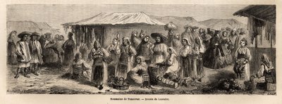 Den gående befolkningen i Tesmevar (eller Timisoara) i Rumänien. Gravyr för att illustrera resan från Paris till Bukarest, av Lancelot, ritare, 1860, publicerad i "Le tour du monde, nouveau journal des voyages", under ledning av Edouard Charton av Dieudonne Auguste Lancelot