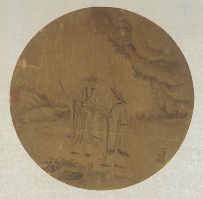 Landskap: två figurer, Qingdynastin, 1700-talet. av Ding Guanpeng