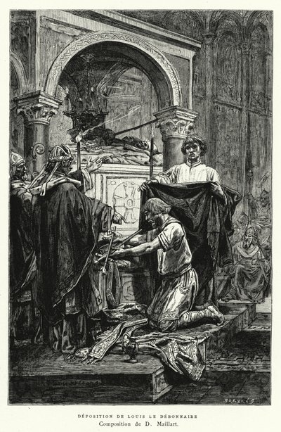 Deponering av Louis Le Debonnaire (gravyr) av Diogene Ulysse Napoleon Maillart