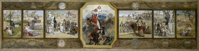 Skiss till vigselrummet i stadshuset i 19:e arrondissementet i Paris: Den trikolorerade flaggan, republikanska allegorier av Diogene Ulysse Napoleon Maillart