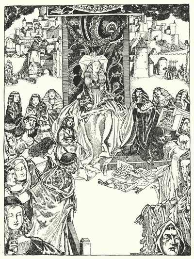 Prinsessan och friarna (gravyr) av Dion Clayton Calthrop