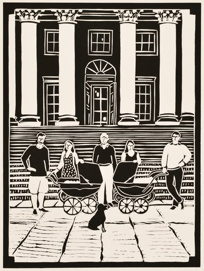 Årets månader: Augusti, 2012 (linoleumsnitt) av Dione Verulam