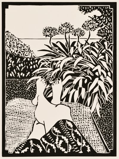 Årets månader: Juni, 2012 (linoleumsnitt) av Dione Verulam